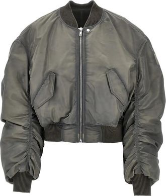 Rick Owens Secchia Flight Cropped Ruched-sleeve Bomber Jacket