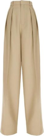 Saint Laurent Pantaloni - Dames - Wijde Broeken - Beige - S - Broeken