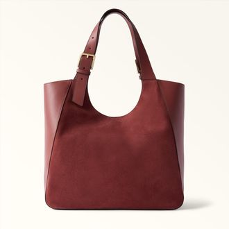 Furla Dora Borsa Shopping L Toni Marsala Rosso Camoscio + Pelle Di Vitello Sidney Donna