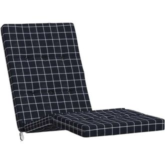 vidaXL Cuscini Sedia Sdraio 2 pz Motivo Quadri Nero in Tessuto Oxford - Vidaxl