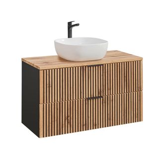 Petits Meubles Mueble lavabo estratificado marr&oacute;n negro