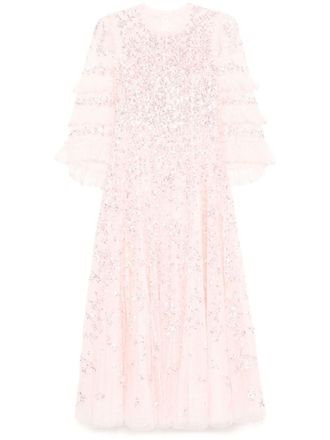 Needle & Thread Avondjurk met bloemenkant - Roze