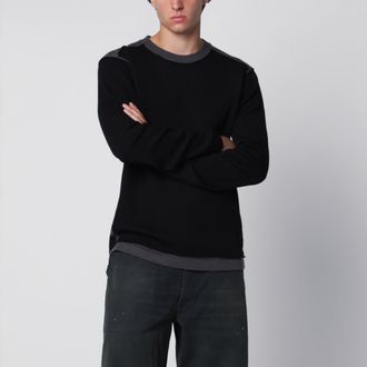 Maison Margiela Maglione girocollo con pannello sfalsato nero/grigio