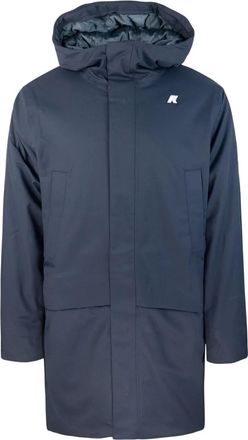 K-Way Impermeabile con cappuccio e logo - Blu