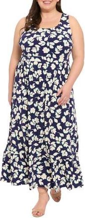London Times Sleeveless Inset Waist Maxi Dress in Navy/Ivory at Nordstrom Rack, Size 3 X