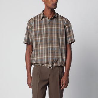 Auralee Camicia a maniche corte in lana a quadri