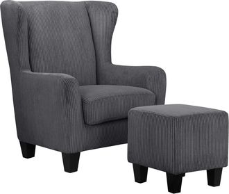 HOME AFFAIRE Ohrensessel »Chilly, Sessel mit Hocker« Set, bestehend aus Sessel und Hocker, 2 Stk. tlg. in Cord und Microfaser-Bezug, Unser Dauertiefpreis