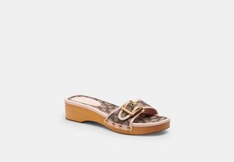 Coach Margot Wooden Sandal In Signature Jacquard