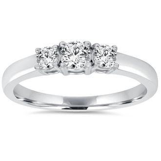 Pompeii3 3/4CT Diamond 3 Stone Engagement Ring 14K White Gold Size Selectable