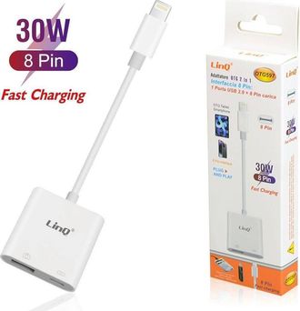 Trade Shop Trade Shop - Adattatore Otg 2in1 Interfaccia 8 Pin A Porta Usb2.0 + Lightning Carica 30w Otg597