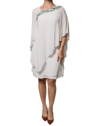 Blumarine Floral Embroidery Viscose Chiffon Shift Womens Dress