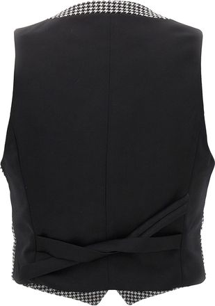 Alexandre Vauthier Houndstooth Wool Blend Vest - Black