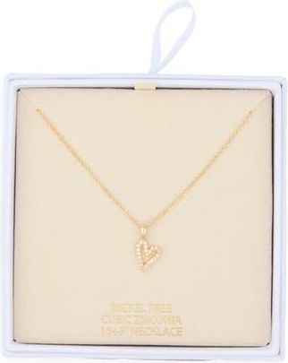 Nordstrom Rack Cubic Zirconia Open Heart Pendant Necklace in Clear- Gold at Nordstrom Rack