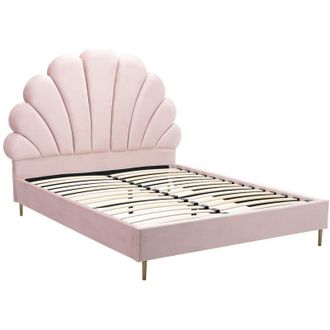 Vente-Unique Letto conchiglia 140 x 190 cm Velluto Rosa - LIVAYA