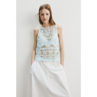 H&M Motif-detail Crochet-look Top in Light Turquoise at Nordstrom, Size X-Small