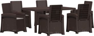 vidaXL Conjunto De Comedor De Jard&iacute;n 7 Uds. Marr&oacute;n Y Gris Claro Pp Vidaxl