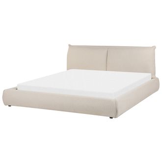 Beliani Cama De Agua Moderna Tapizada 180 X 200 Cm Somier Con Colch&oacute;n Tela Beige Vinay