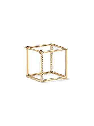 Shihara vierkante oorsteker met diamant 15 - Metallic