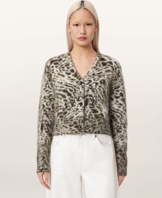 AllSaints Polyamide/Mohair Wick Amur Jacquard Cardigan, Size: XS