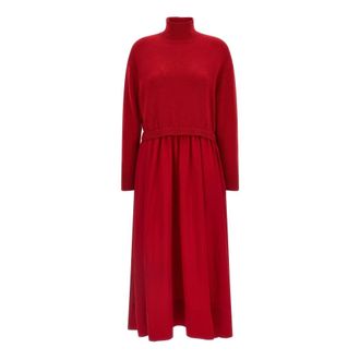 Polo Ralph Lauren Jurk van wol-bodice van cr&ecirc;pe - Dames - Jurken - Rood - Maat: S Wol