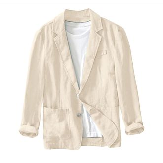 Generic Mens Casual Blazer Jacket - Business Office Formal Coat Lightweight Comfort Suit Jackets Turn-Down Collar Long Sleeved Coat Solid Button Top with Doub