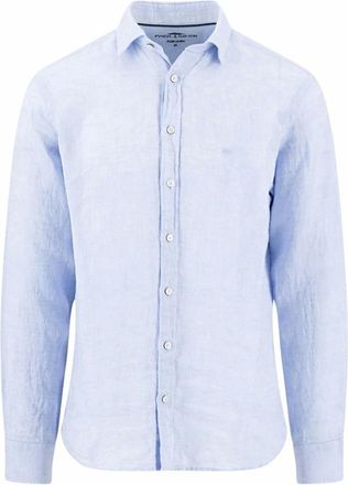 Fynch-Hatton Casual Hemden - Heren - Overhemden - Blauw - Maat: L Linnen