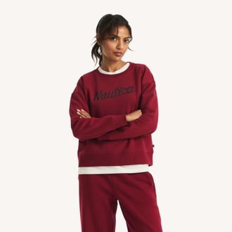 Nautica Womens Logo Crewneck Sweatshirt