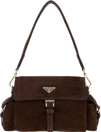 Prada Brown Logo Medium Shoulder Bag