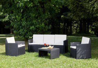 Progarden Tresillo Stromboli 4 Piezas 10 Cojines Antracita Conjunto