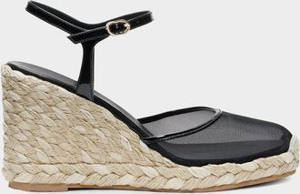 Stuart Weitzman 100mm Bareitall Mesh Espadrille Wedge Sandals