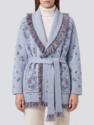 Alanui Cardigan a vestaglia in cashmere con motivo bandana e frange