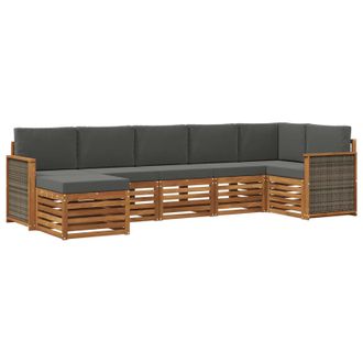 vidaXL Conjunto De Sof&aacute; Seccional Con Coj&iacute;n 6 Pcs Natural Y Antracita Vidaxl