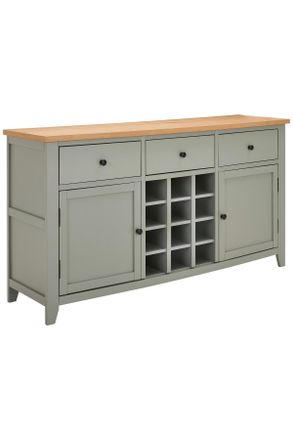 MID.YOU Mid.you Sideboard, Grau, Naturfarben, Metall, Eiche, Kiefer, furniert, massiv, 3 Schubladen, 160x85x43 cm, Holzmöbel, Kommoden Holz, Sideboards Holz