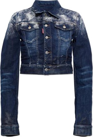 Dsquared2 Vintage-effect Denim Jacket - Dames - Spijkerjassen - Blauw - XS - Denim - Jassen