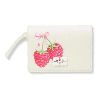 Ganni Accessoires, Dames, Wit, ONE Size, Katoen, Raspberry-print Wallet