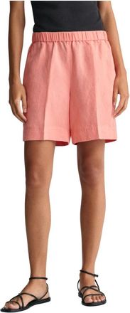 GANT Linnen Viscose Pull-On Shorts - Dames - Korte Broeken - Roze - XS - Linnen - Korte Broeken