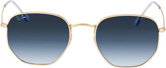 Ray-Ban Hexagonal Flat Lenses Blue Gradient Geometric Unisex Sunglasses RB3548N 91233M 54