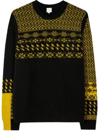 Paul Smith Zwarte Fairisle Lamswol Trui - Heren - Ronde hals truien - Zwart - L - Wol - Truien & Vesten
