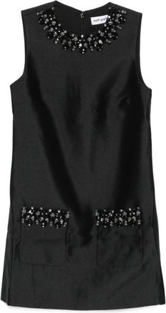 Self Portrait Zwarte mouwloze jurk met zakken en versiering - Dames - Korte kleedjes - Zwart - XS - Kleedjes