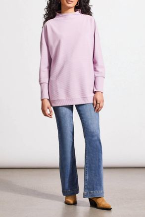 Tribal Funnel Neck Tunic In Lavender