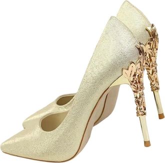Generic Women Spring Sequin High Heel Pumps Pointed Toe Metal Detail Wedding Dress Shoes