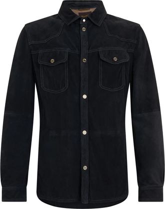 Moorer Leren jas met lange mouwen - Heren - Leren en Su&egrave;de Jassen - Blauw - M - Leer - Jassen