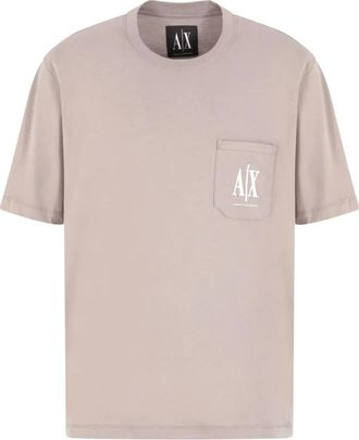A|X Armani Exchange T-shirt con logo e tasca applicata - Toni neutri