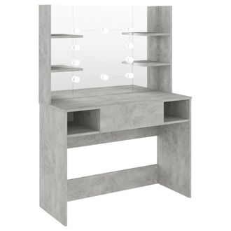Berkfield Home Makeup Table with LED Lights 100x40x135 cm MDF Concrete Grey | Size: 100 x 40 x 135 cm
