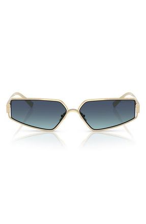 Tiffany & Co. 60mm Irregular Rectangular Sunglasses in Pale Gold Plated /Azure Blue at Nordstrom