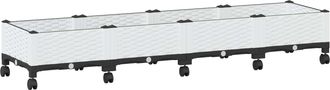 vidaXL Macetero De Jard&iacute;n Con Ruedas Blanco 160 X 40 X 33 Cm Pp Vidaxl