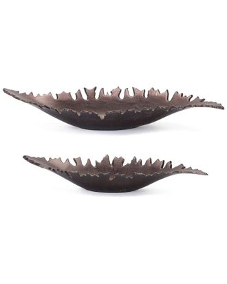 Melrose International Set Of 2 Aluminum Leaf Bowl