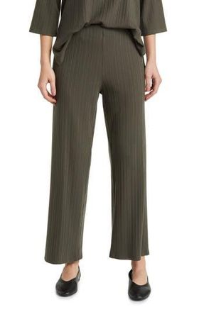 Eileen Fisher Rib Wide Leg Ankle Pants in Grove at Nordstrom Rack, Size Medium