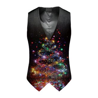 Generic Christmas Waistcoat Mens Fun Waistcoat Fun Christmas Festive Happy Santa Claus Xmas Holiday Dress V-Neck Snowflake Xmas Waistcoats V Neck Sleeveless S