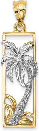 Diamond2Deal 14k Two-tone Gold Palm Tree Pendant